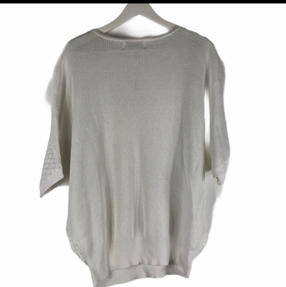 MAGASCHONI White Dolman Pointelle Knit Sweater L - Picture 5 of 6
